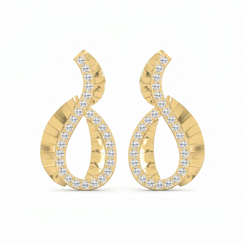 Elegant Pavé Round Diamond Infinity Style Fashion Earrings, view 1