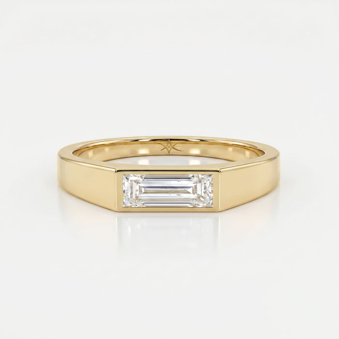 Bar Channel Setting Baguette Shape Diamond Solitaire Ring, view 1