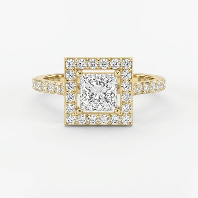 Princess Cut Diamond Side Stone Engagement Ring, view 1