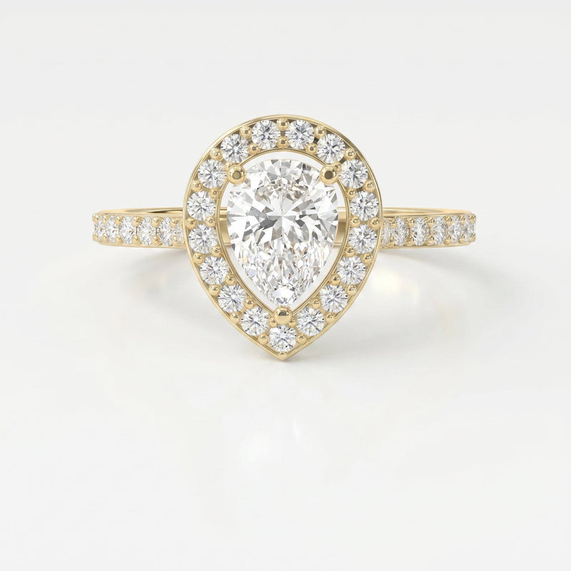 Pear Cut Diamond Side Stone Engagement Ring, view 1