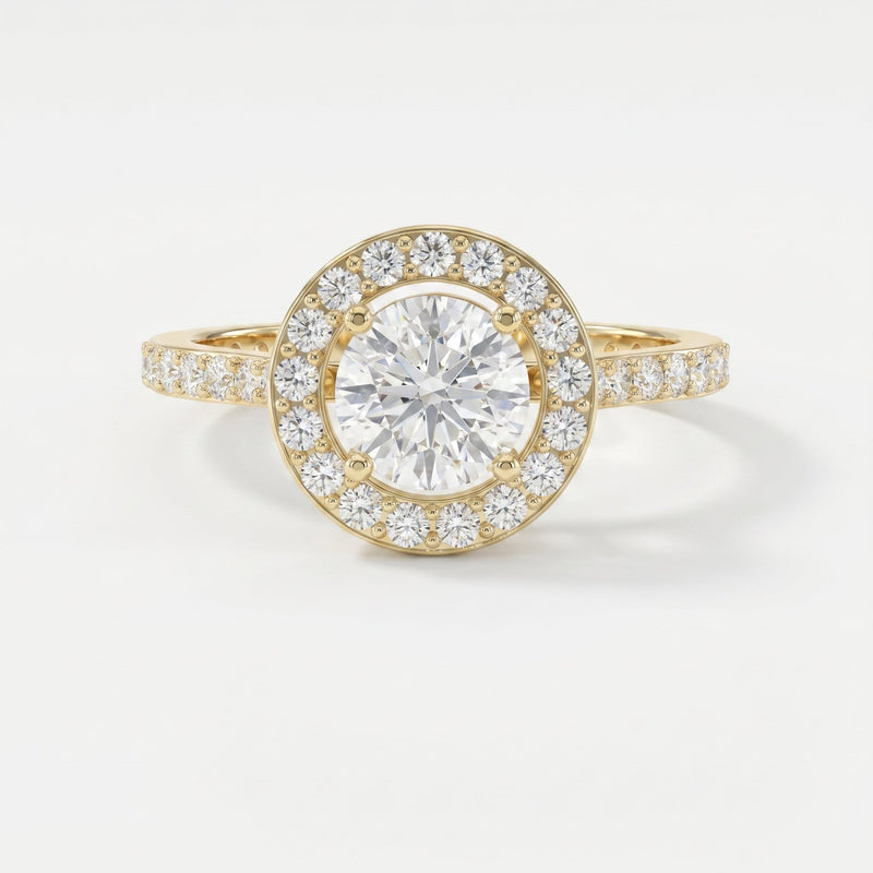 Round Cut Diamond Side Stone Engagement Ring, view 1