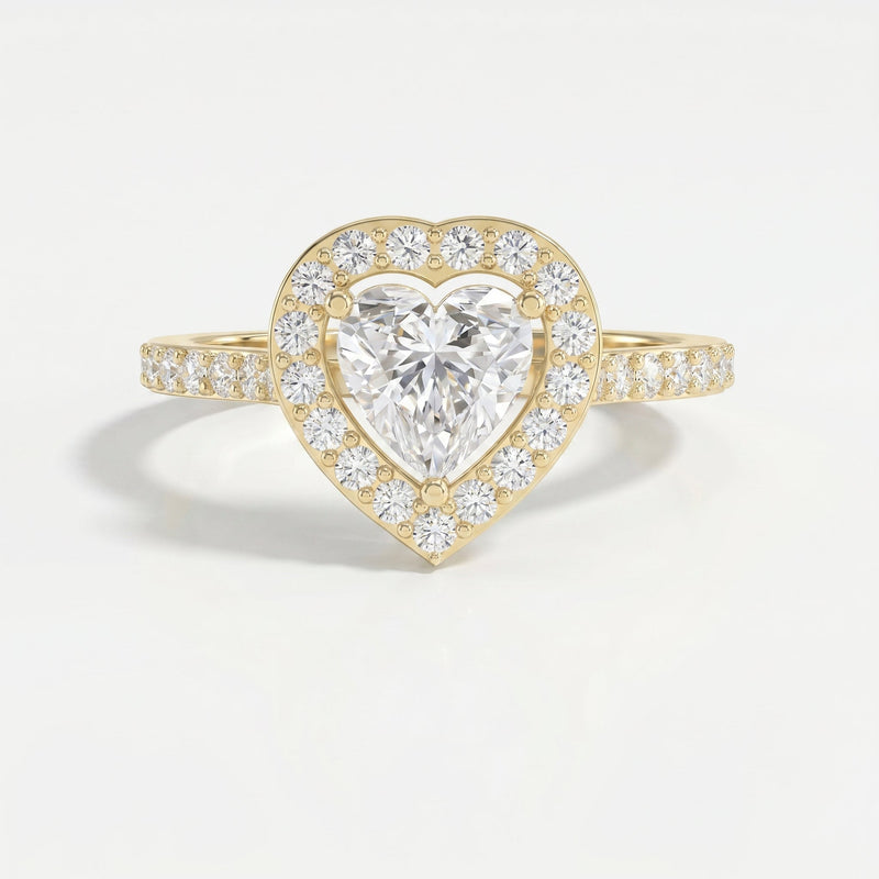 Heart Shape Diamond Halo Ring with Pavé Engagement Ring, view 1