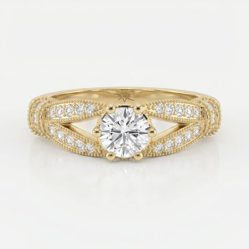 Round Diamond Valencia Design Vintage Ring, view 1