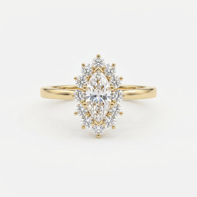 Marquise Halo Solitaire Engagement Ring, view 1