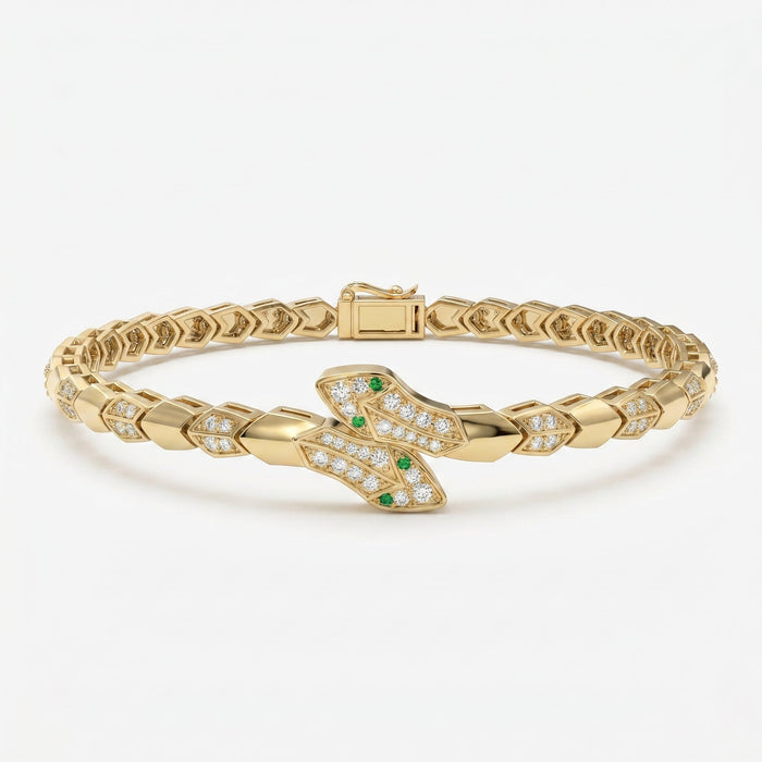 Premium Round Diamond Snake Shape Fashion Bracelet, view 1