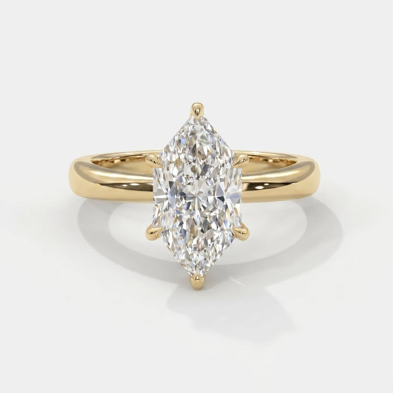 Dutch Marquise Cut Lab Diamond Solitaire Engagement Ring, view 1