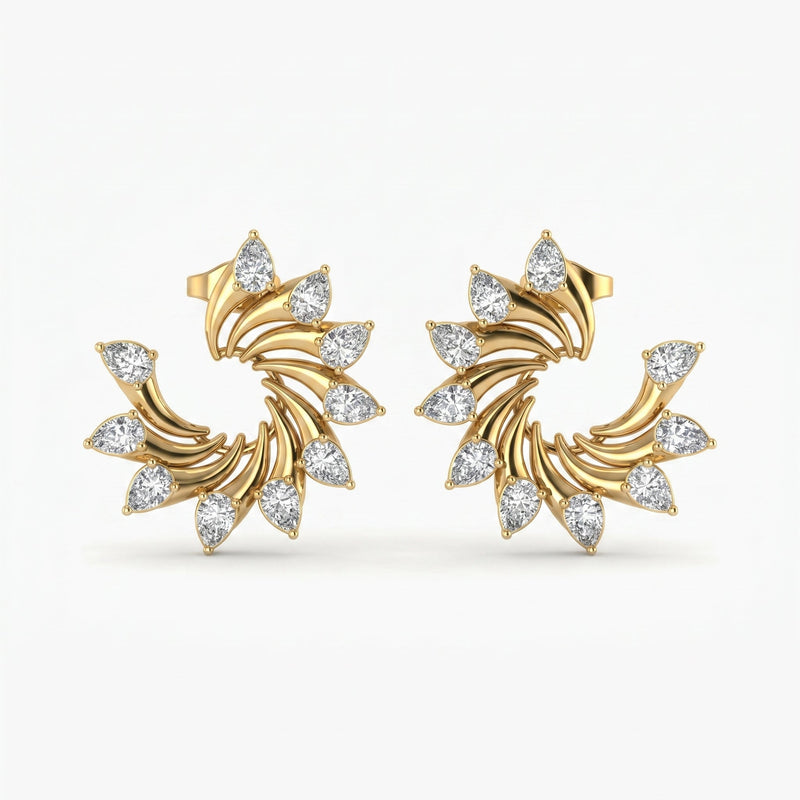 Pear Cut Diamond Swirl Stud Earrings, view 1