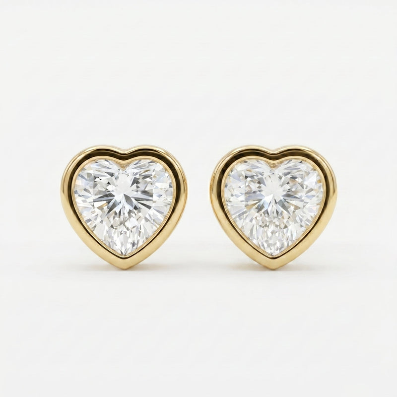 Heart Cut Diamond Stud Earrings, view 1