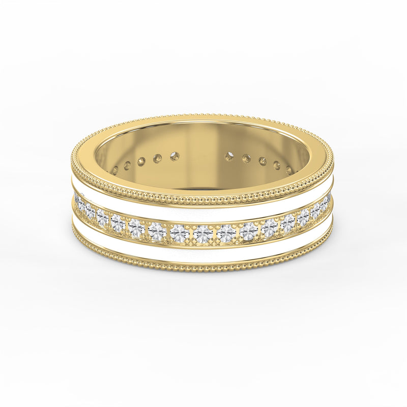 Half Carat Round Diamond With White Enamel Band, view 1