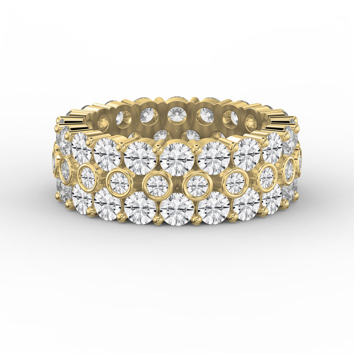 Wide Multi Row Round Brilliant Cut Diamond Band, view 1