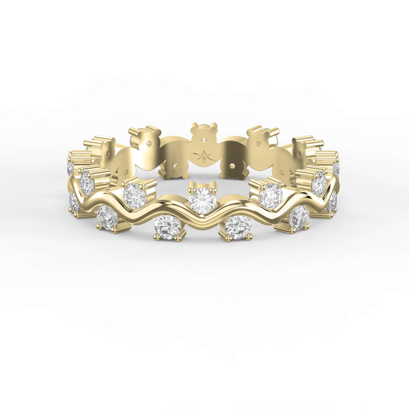 Curved Diamond Ring with Round Brilliant Cut Ring, view 1