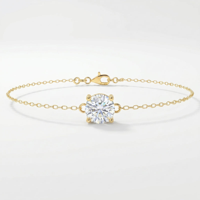 Minimalist Round Cut Diamond Chain Bracelet, view 1