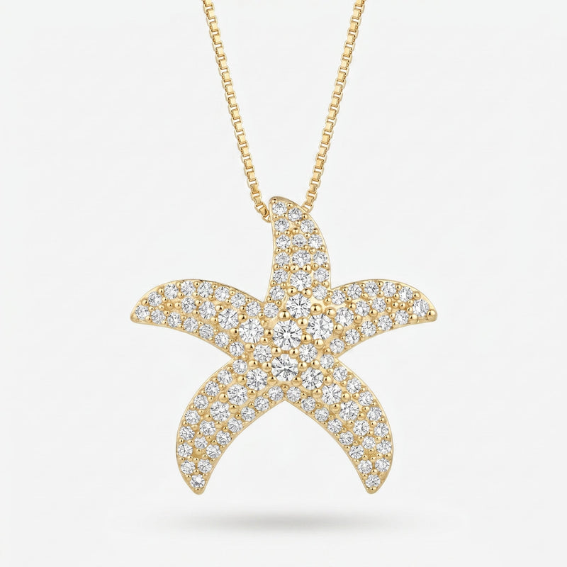 Round Diamond Celestial Starfish Pendant, view 1