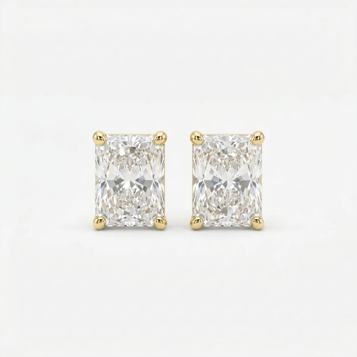 Radiant Cut Diamond Stud Earrings, view 1
