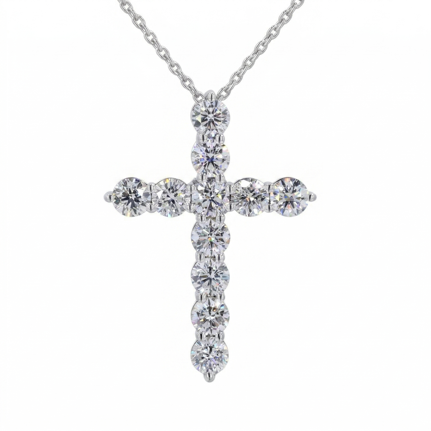 Round Diamond Cross Pendant Necklace, view 7