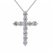 Round Diamond Cross Pendant Necklace, view 7
