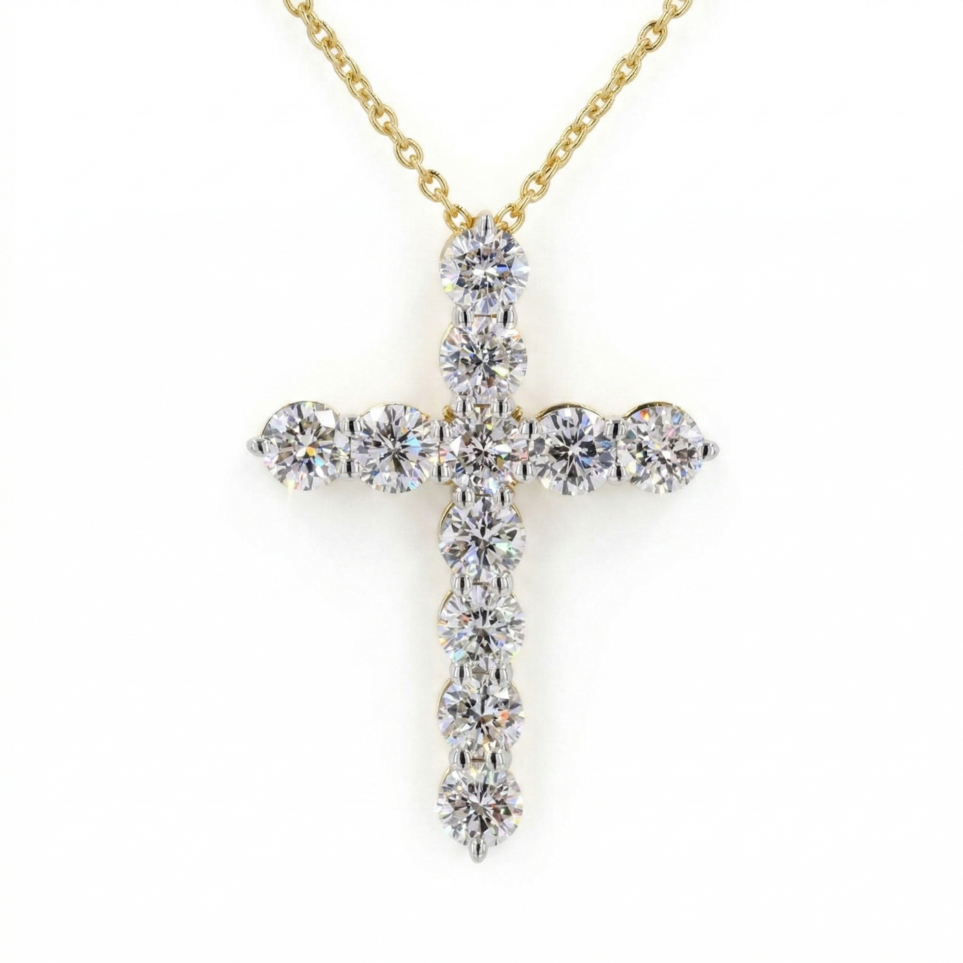Round Diamond Cross Pendant Necklace, view 1