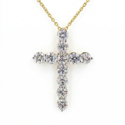 Round Diamond Cross Pendant Necklace, view 1