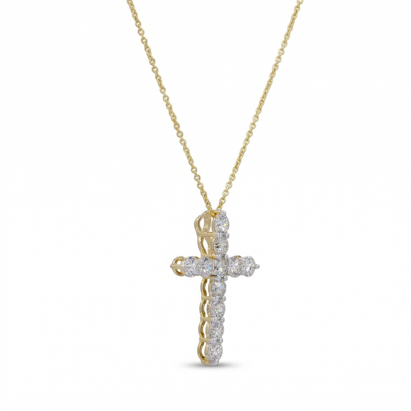 Round Diamond Cross Pendant Necklace, view 5