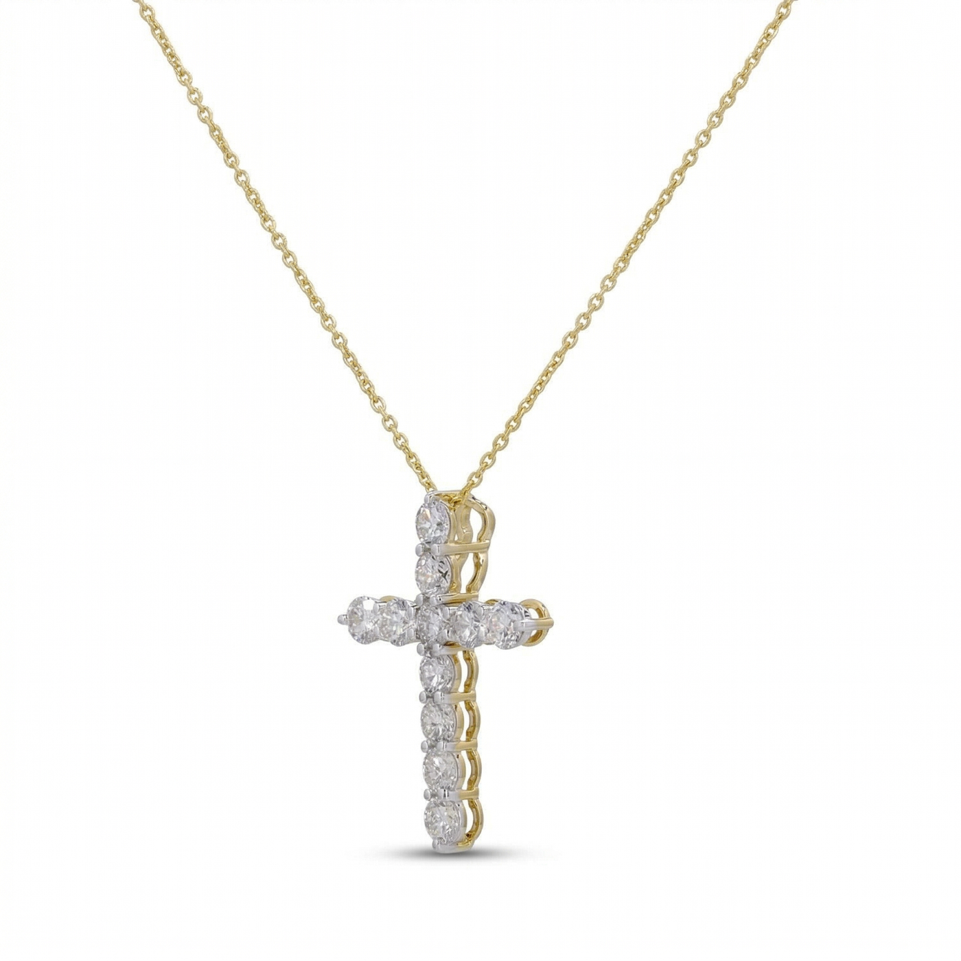 Round Diamond Cross Pendant Necklace, view 6
