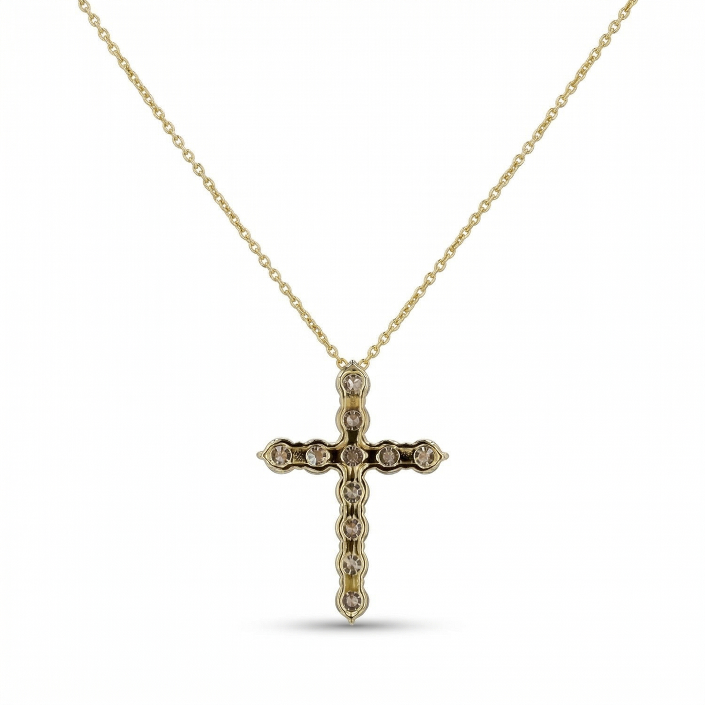 Round Diamond Cross Pendant Necklace, view 9