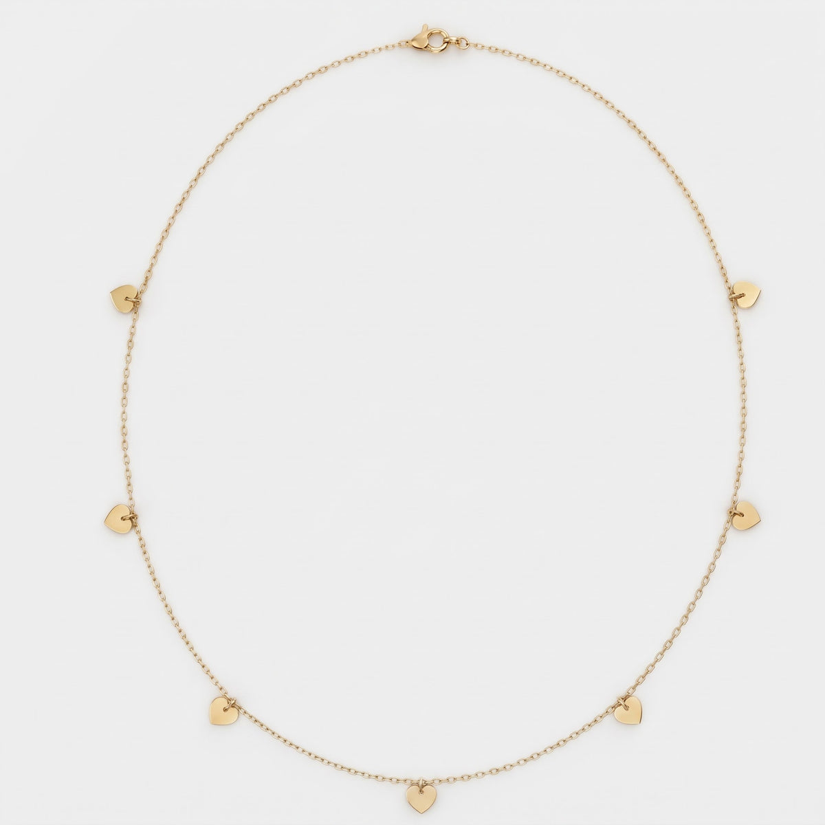 7 Heart Station Gold Metal Chain Necklace