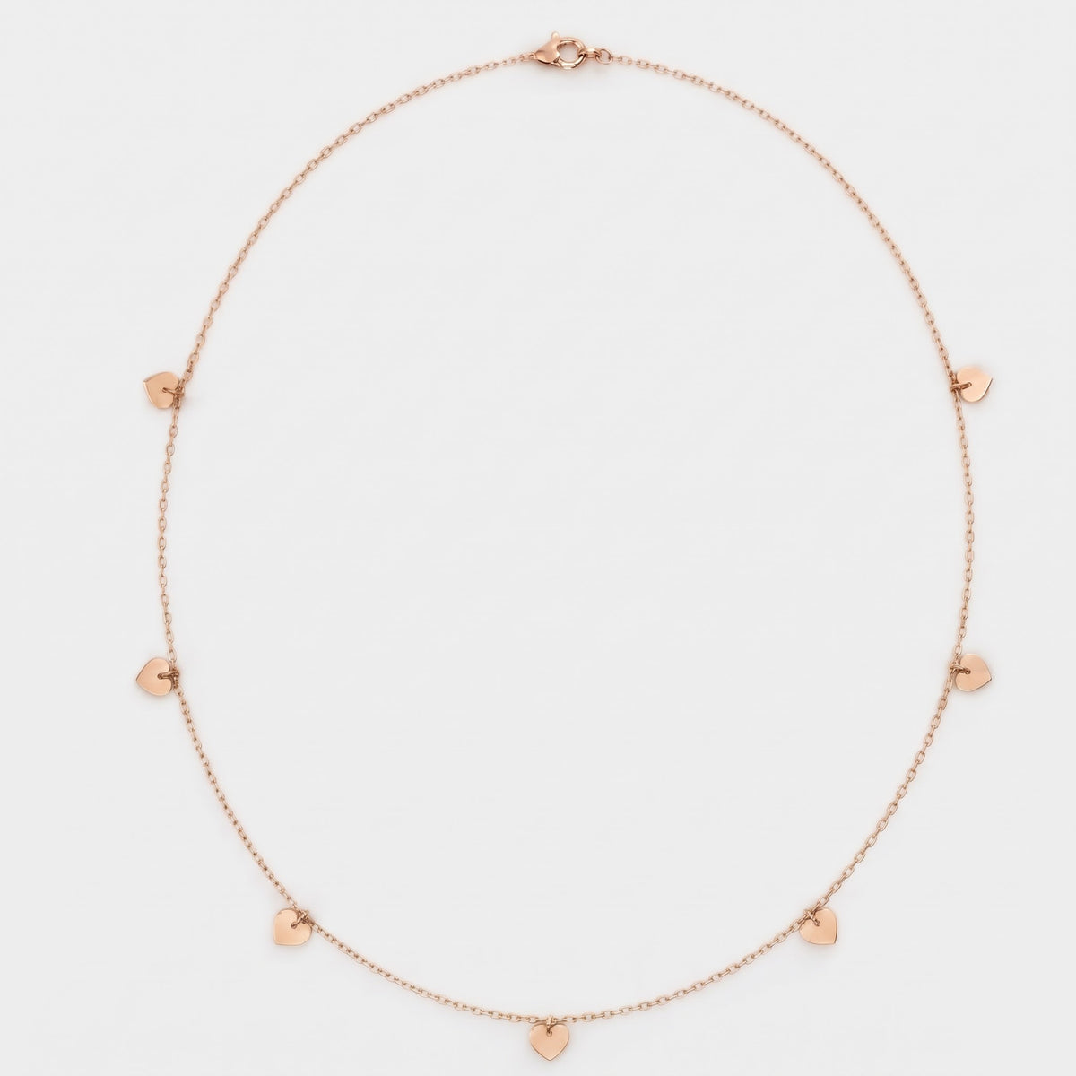 7 Heart Station Gold Metal Chain Necklace, image 3