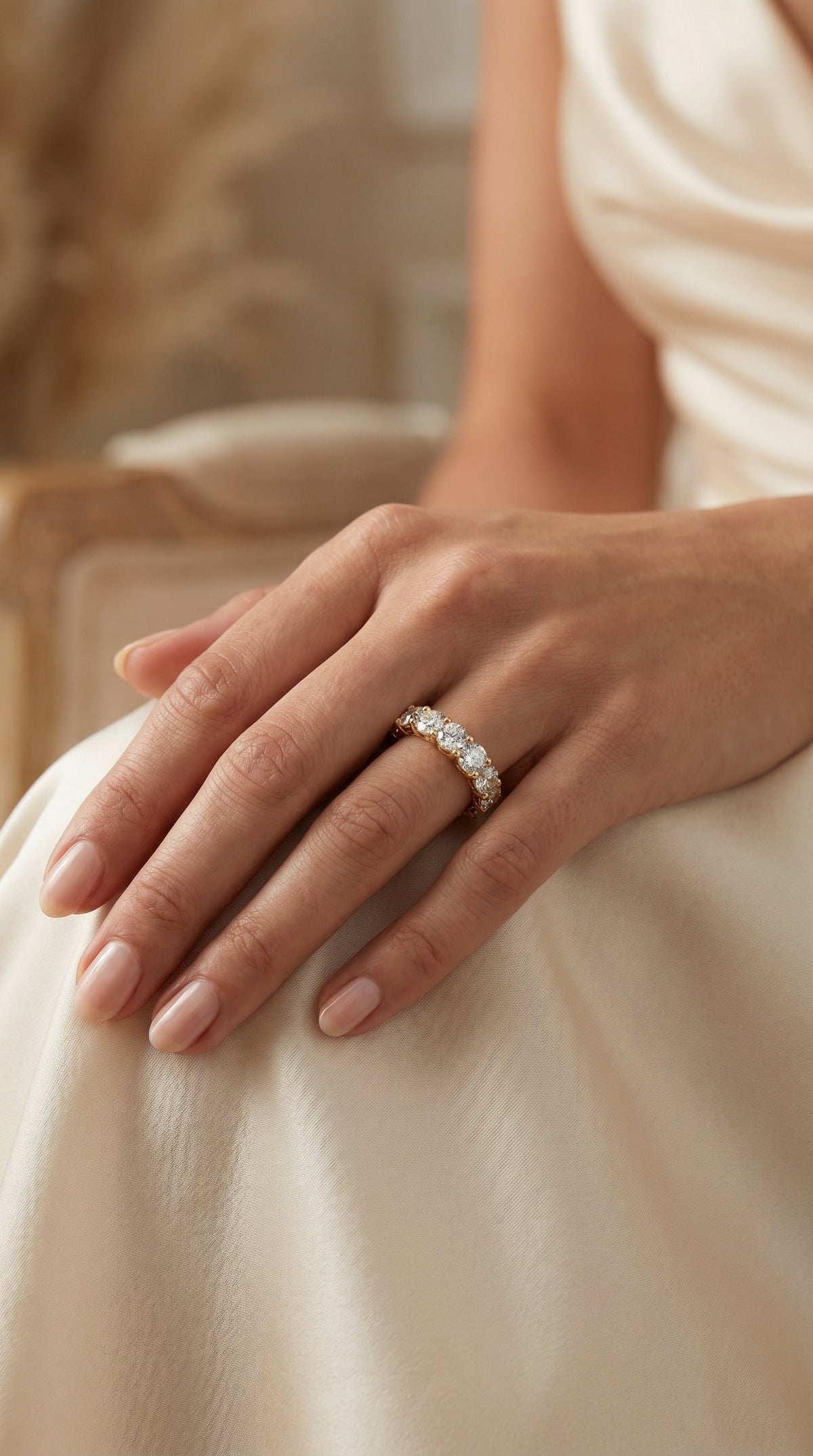 Cushion Cut Diamond Full Eternity Wedding Ring, view 2