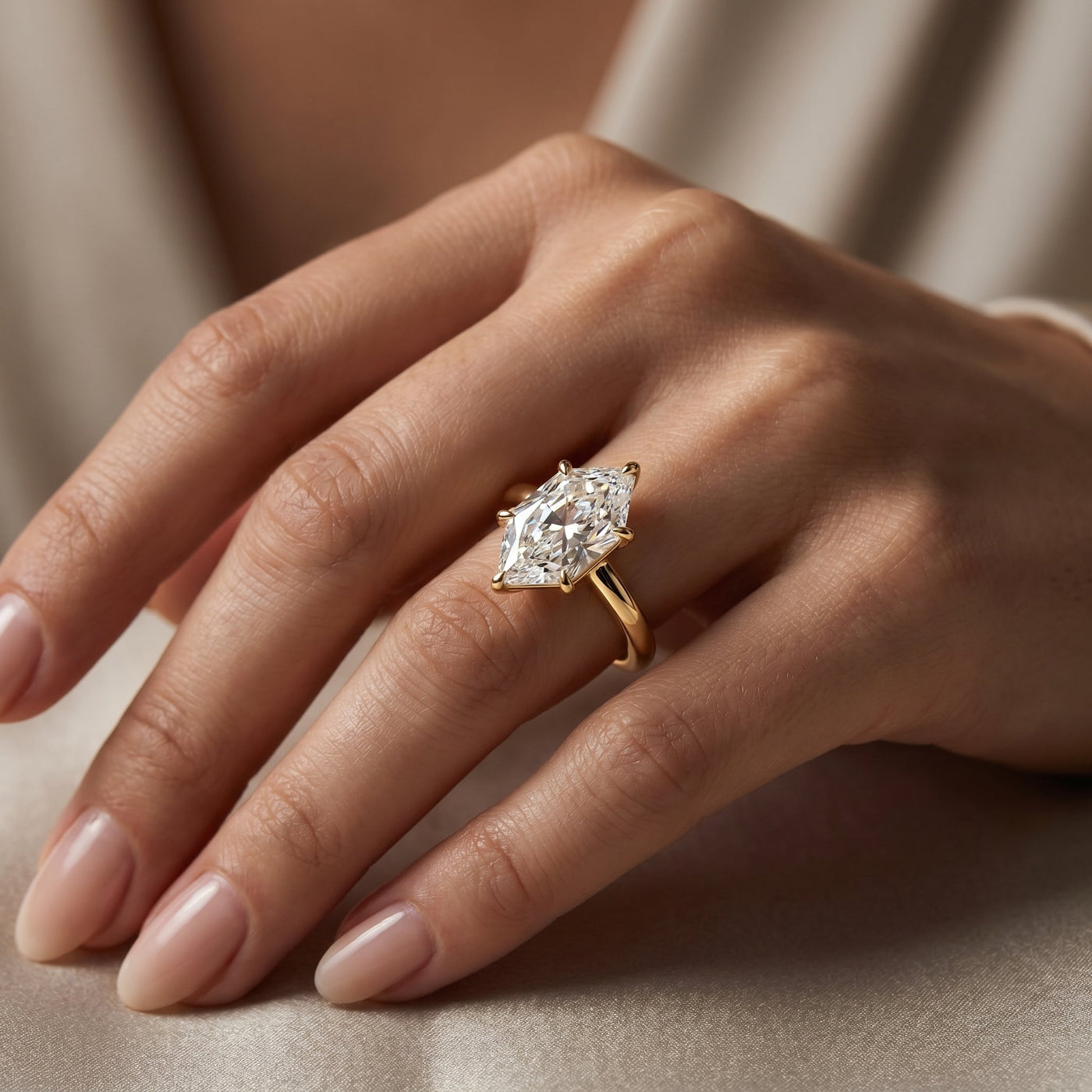 Dutch Marquise Cut Hidden Halo Round Diamond Engagement Ring, view 6