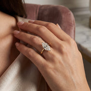 Dutch Marquise Cut Hidden Halo Round Diamond Engagement Ring, view 2