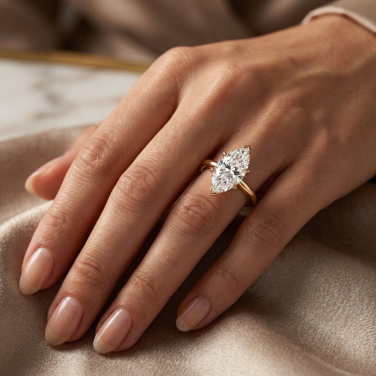 Marquise-cut solitaire engagement ring, view 7