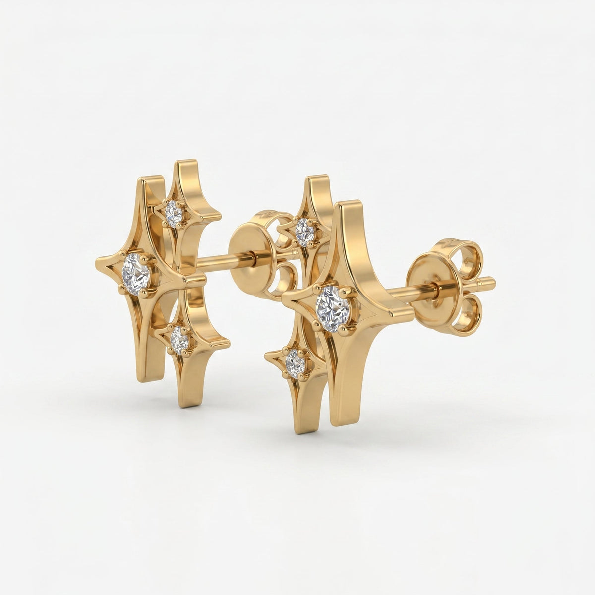 Celestial Diamond Cluster Stud Earrings, view 3
