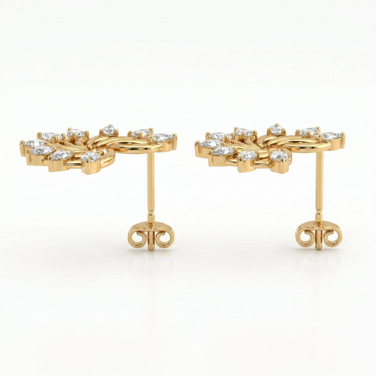 Pear Cut Diamond Swirl Stud Earrings, view 4