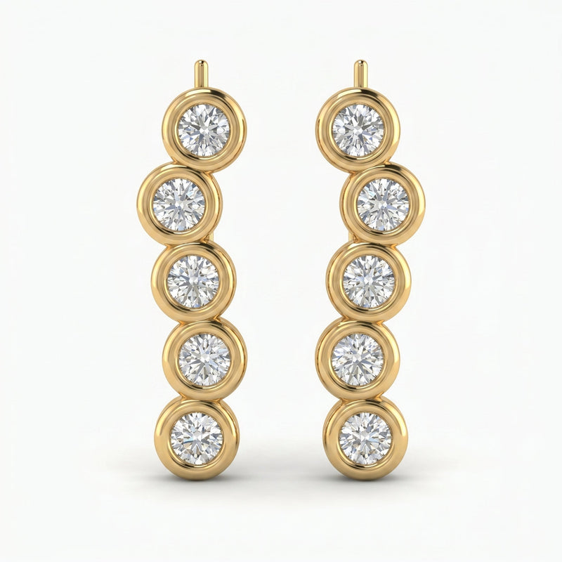Modern Minimalist Round Diamond Ear Climber Earrings, view 1
