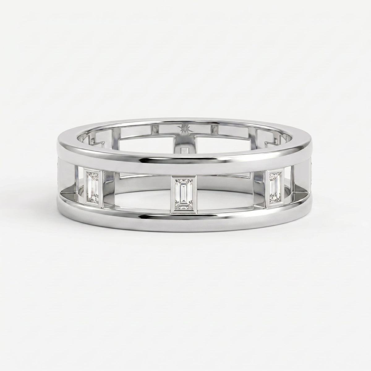 Geometric Baguette Diamond Eternity Band Ring, view 6