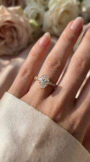 Elegant Pear Cut Diamond Side Stones Engagement Ring, view 2