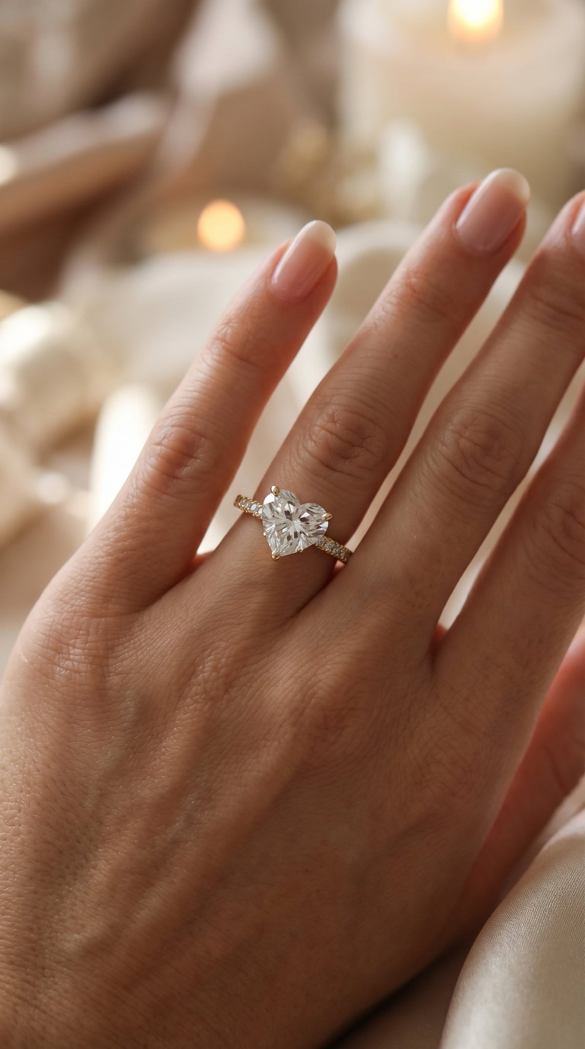 Heart Shape Diamond Side Stone Engagement Ring, view 2