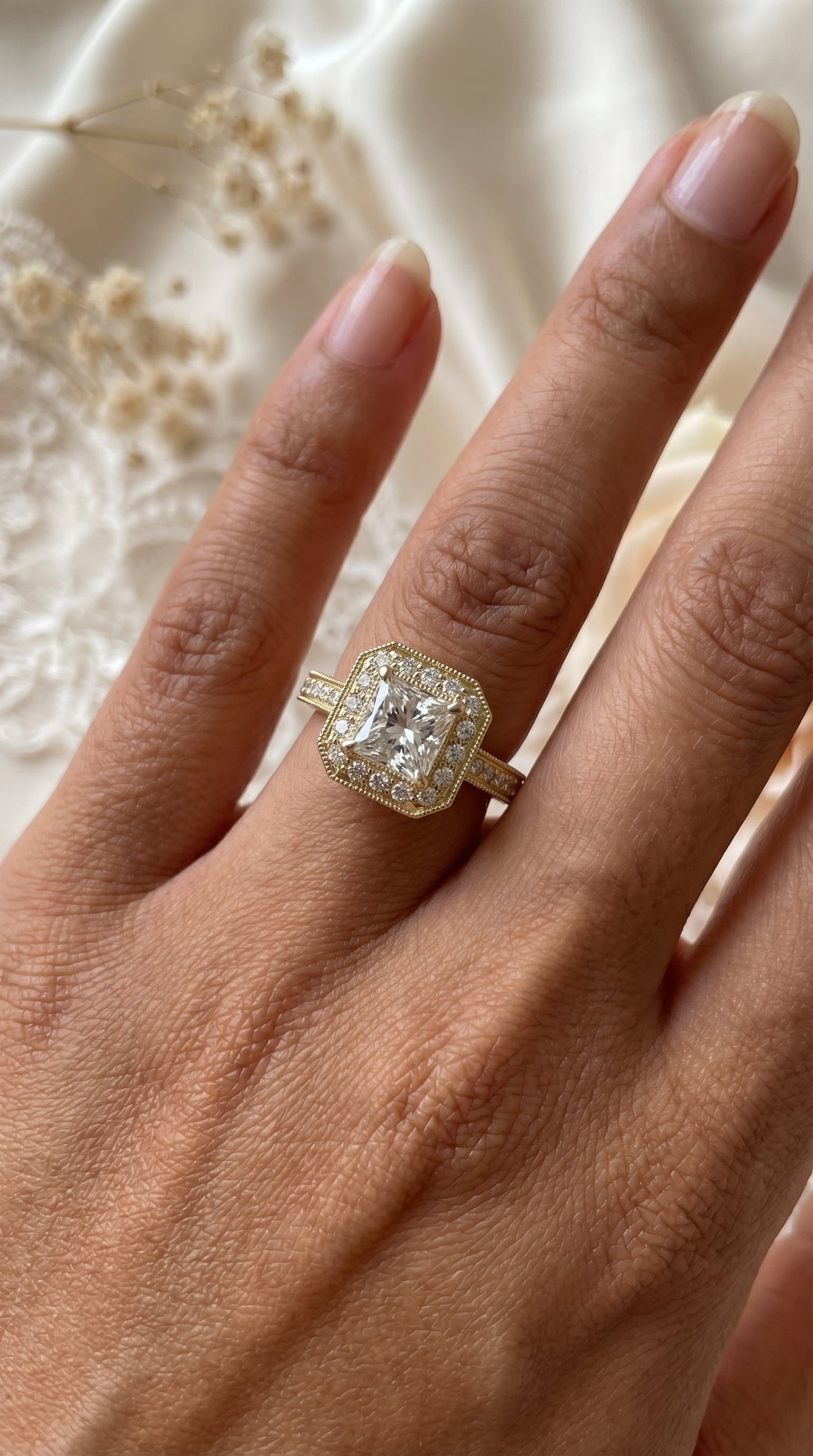 Princess Diamond Shape Vintage Ring, view 2