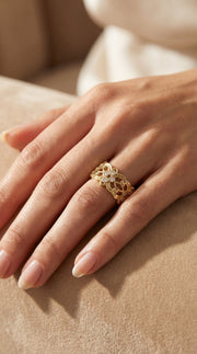 Floral Diamond Wide Vintage Band, view 2