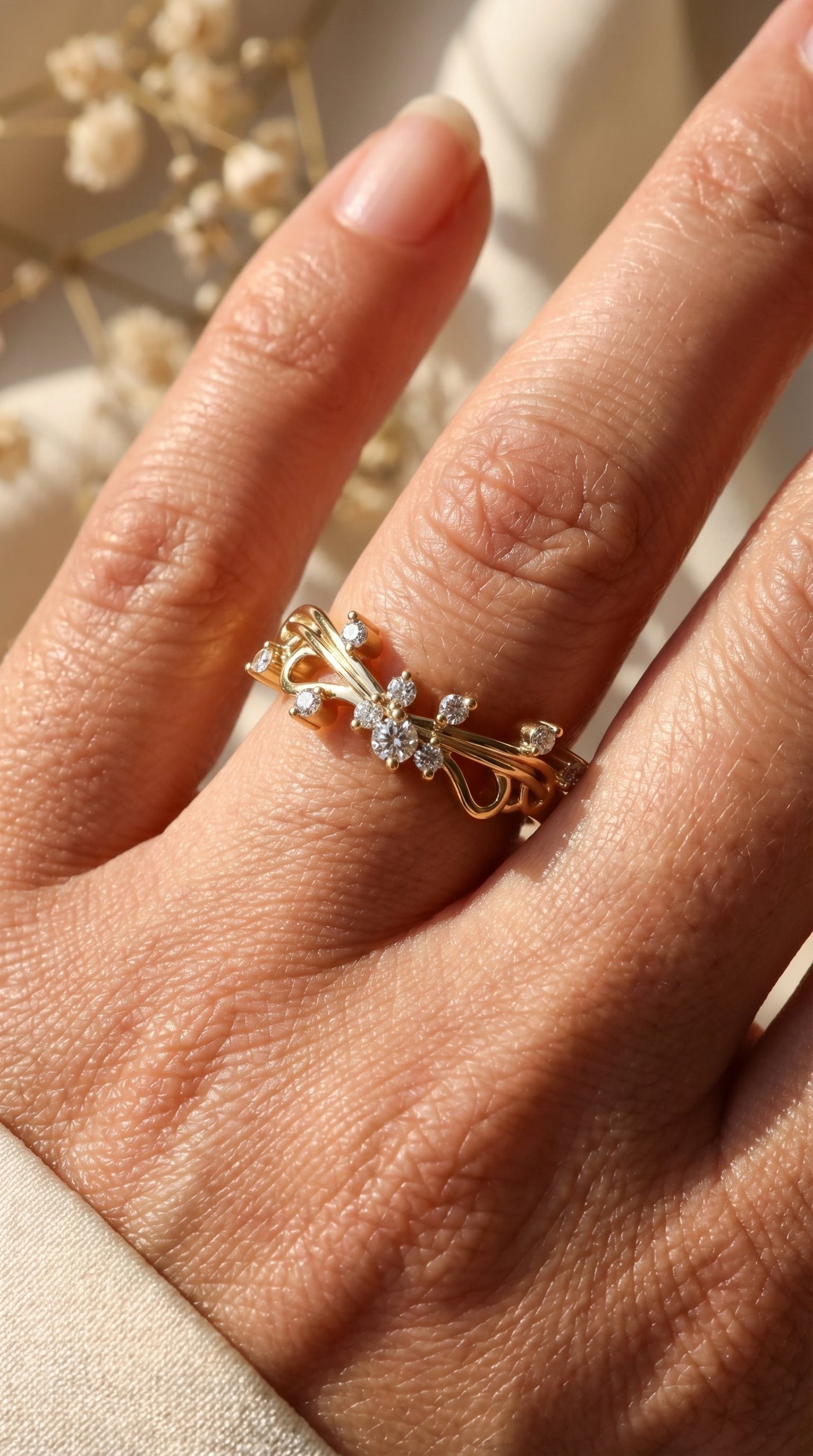 Glowing Leaves Diamond Ring, view 2