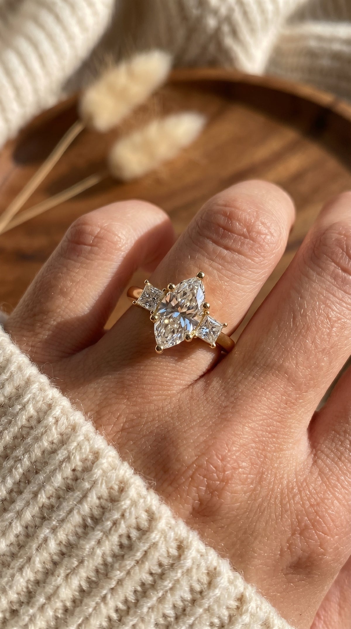 The Prism Three-Stone Marquise, view 2