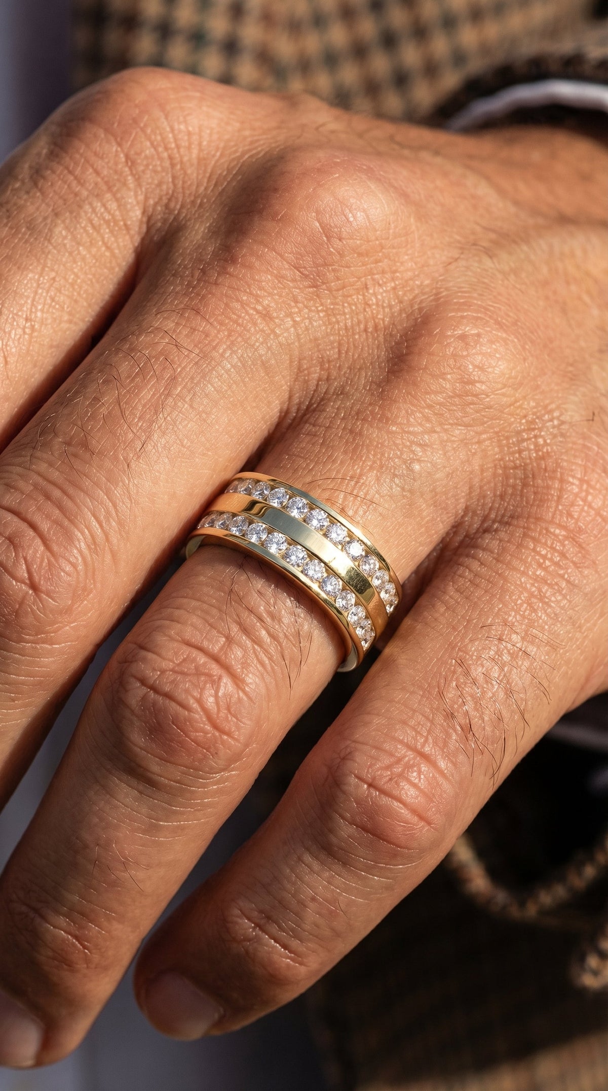 Two-Row Channel Set Half Eternity Diamond Ring, view 2