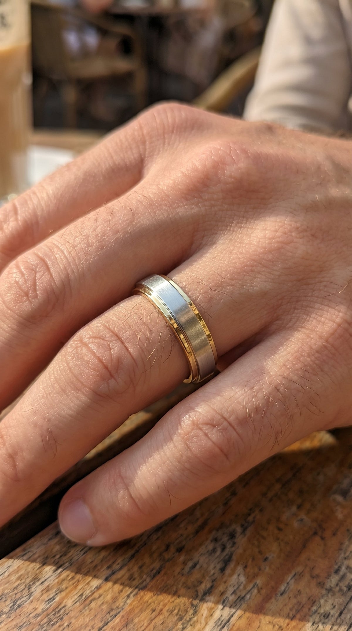 Two-Tone Wedding Band Crafted Entirely Metal band, view 2