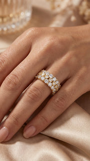 Wide Multi Row Round Brilliant Cut Diamond Band, view 2