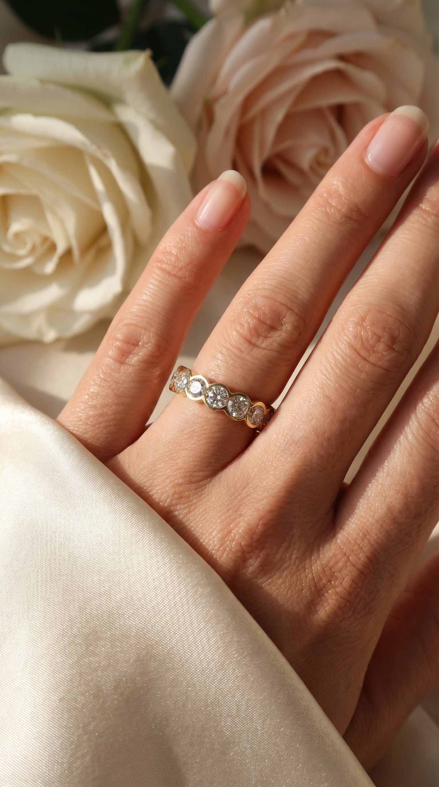 Elegant Bezel Set Round Cut Diamond Band, view 2