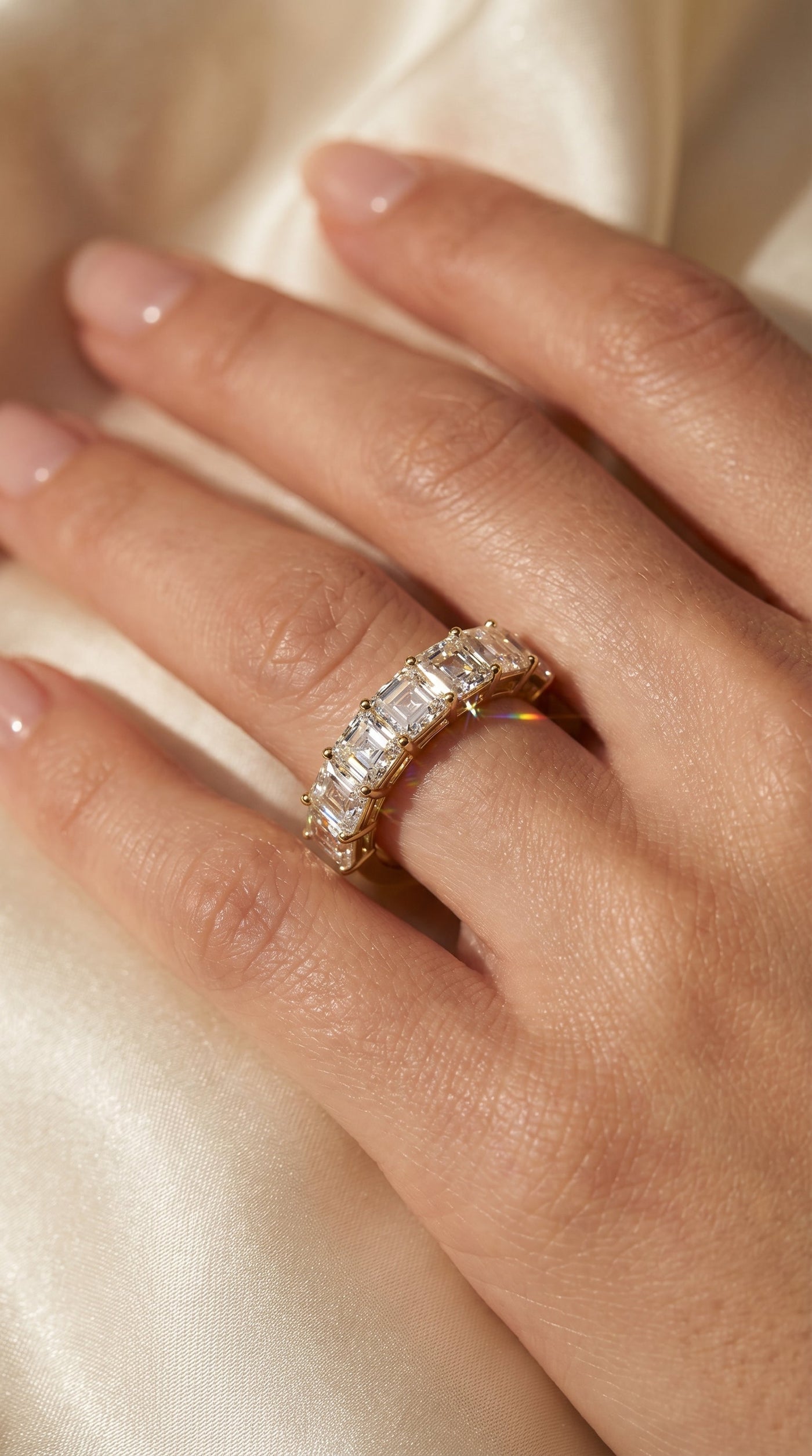 Asscher Cut Half Diamond Band, view 2