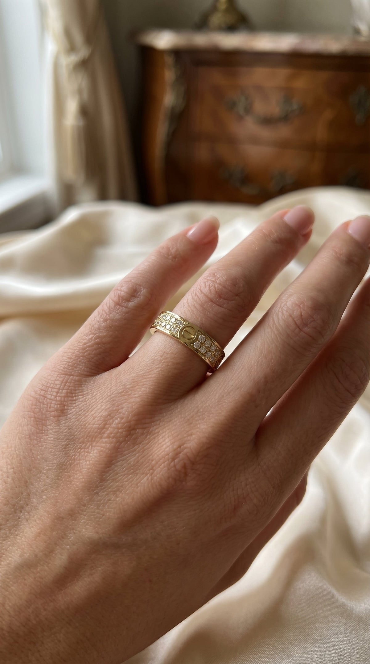Elegant Round Diamond Gold Band, view 2
