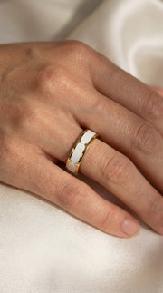 Natural Impression Wedding Band Made Of White Enamel, view 2