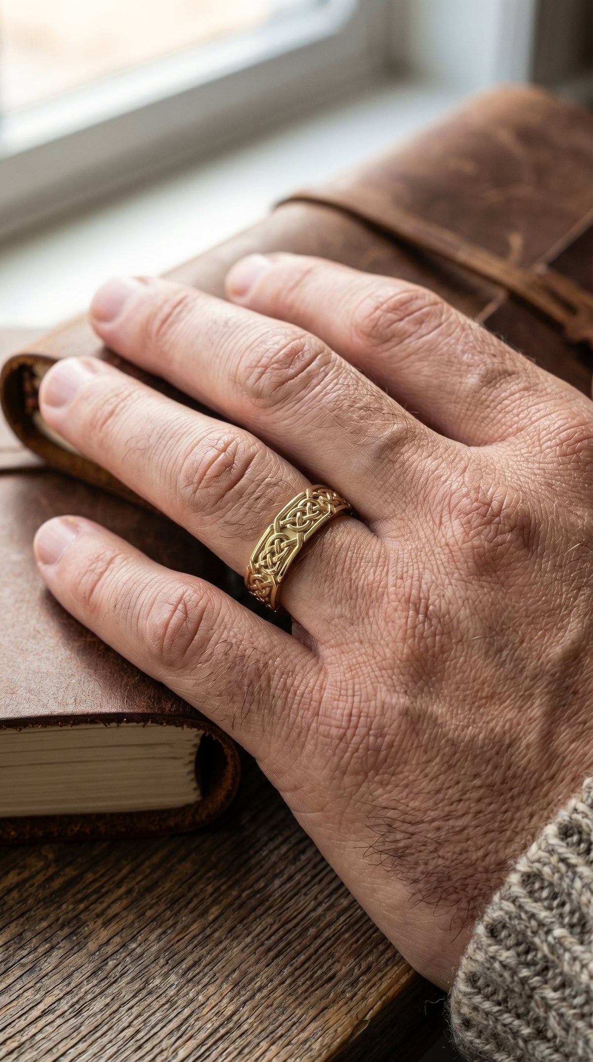 Intertwined Engraved and High Polished Metal Band, view 2