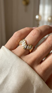 Curved Diamond Band with Marquise Cut Uniqe Statement Band, view 2